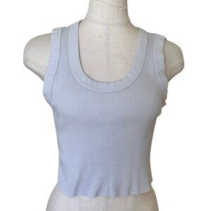 Brandy Melville Ribbed Cropped Tank Top Light Blue One Size